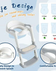 Potty Training Seat with Step Stool Ladder, Foldable Training Seat with Handles, Height Adjustable for Toddlers (Gray)