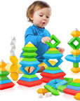 Toddler Stacking Building Blocks Educational Toys, Montessori Activities Learning Toys for 1 2 3+ Year Old, Sensory Toys Gifts for Toddler 1-3Y Boys & Girls, 30 Piece Set