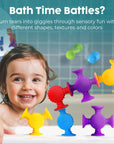Suction Bath Toys - Connect, Build, Create - Bath Toy - Hours of Fun & Creativity - Fine Motor Skills - Captivating & Stimulating Sensory Toy - Non-Mouthable Toy 3+ - Textured 10 Pack