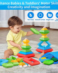Toddler Stacking Building Blocks Educational Toys, Montessori Activities Learning Toys for 1 2 3+ Year Old, Sensory Toys Gifts for Toddler 1-3Y Boys & Girls, 30 Piece Set