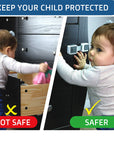 New Version Child Safety Locks 4-Pack. Baby Proof Cabinets, Drawers with Easy Adjustable Strap Length, Double Lock Option, Easier Latch for Adults to Open. Secure Oven, Refrigerator, Toilet, Doors