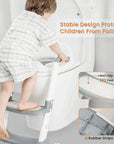Potty Training Seat with Step Stool Ladder, Foldable Training Seat with Handles, Height Adjustable for Toddlers (Gray)