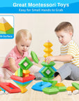 Toddler Stacking Building Blocks Educational Toys, Montessori Activities Learning Toys for 1 2 3+ Year Old, Sensory Toys Gifts for Toddler 1-3Y Boys & Girls, 30 Piece Set