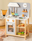 Wooden Toddler Pretend Kitchen Set with Cookware Accessories for Boys and Girls
