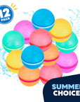 12Pcs Reusable Water Balloons for Kids, Quick Fill Water Balls for Pool Beach Backyard Games Water Toys for Boys Girls Outdoor Activities Summer Party Favors