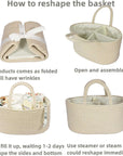 Baby Diaper Caddy Organizer for Girl Boy Cotton Rope Nursery Storage Bin Basket Portable Holder Tote Bag for Changing Table Car Travel Baby Shower Gifts Newborn Registry Must Have Items Oatmeal