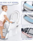 Potty Training Seat with Step Stool Ladder, Foldable Training Seat with Handles, Height Adjustable for Toddlers (Gray)