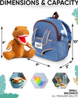Dinosaur Backpack for Kids 3-5, Toddler Backpack for Boys with Detachable Dinosaur Toy with Pockets and Reflective Logo Patch
