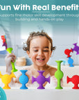 Suction Bath Toys - Connect, Build, Create - Bath Toy - Hours of Fun & Creativity - Fine Motor Skills - Captivating & Stimulating Sensory Toy - Non-Mouthable Toy 3+ - Textured 10 Pack