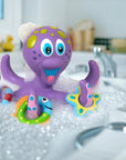 Floating Purple Octopus with 3 Hoopla Rings Interactive Bath Toy