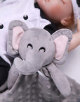 Elephant Security Blanket, Soft Lovey Unisex Lovie Christmas Baby Gifts for Newborn Boys and Girls Snuggle Toy Stuffed Animal Grey 16 Inch