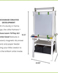 3-In-1 Art Easel by 2-Sided A-Frame Art Easel with Chalk Board, Dry Erase, Storage, Paper Feed and Accessories for Toddlers (Soft White)