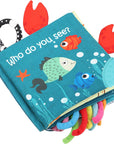 Fish Baby Books Toys, Touch and Feel Cloth Soft Crinkle Books for Babies,Toddlers Infant Kids Activity Early Education Toys, Shark Tails Teething Toys Teether Ring, Baby Book Octopus,Ocean Sea Animal