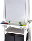 3-In-1 Art Easel by 2-Sided A-Frame Art Easel with Chalk Board, Dry Erase, Storage, Paper Feed and Accessories for Toddlers (Soft White)
