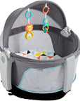 Portable Bassinet and Play Space On-The-Go Baby Dome with Developmental Toys and Canopy, Windmill