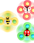 3PCS Suction Cup Spinner Toys for 1 Year Old Boy Girl|Spinning Top Toddler Toys Age 1-2|1 2 Year Old Boy Birthday Gift|Baby Bath Toys for Kids Ages 1-3|Sensory Toys for Toddlers 1-3