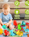 9 PCS Dinosaur Fantastic Creatures Toys with Playmat/Storage Bag|Baby Car Toys for 1 Year Old Boy|1St Birthday Gifts for Toddler Age 1-2|1 Year Old Boy Birthday Gift for Infant 6 12 18 Months