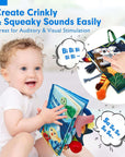 Baby Books 0-6 Months - 2PCS Baby Toys 6-12 Months+ Touch Feel Tummy Time Books, Baby Boy Gifts for Baby Shower,Christmas Stocking Stuffers,Learning Sensory Stroller Toys 0-3 4-6 Months Developmental