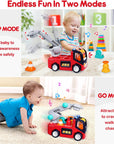 Baby Toys 12-18 Months Musical Fire Truck Toys for 1 Year Old Boys Girls Early Educational Learning Toy with Firefighting Tools/Music/Light Baby Toy Cars for 1 2 3 Year Old Boy Birthday Gifts