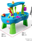 Rain Showers Splash Pond Toddler Water Table, Outdoor Kids Water Sensory Table, Ages 1.5+ Years Old, 13 Piece Water Toy Accessories, Blue & Green