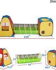 3 in 1 Pop up Play Tent with Tunnel, Ball Pit for Kids, Boys, Girls, Babies and Toddlers, Indoor/Outdoor Playhouse，Yellow