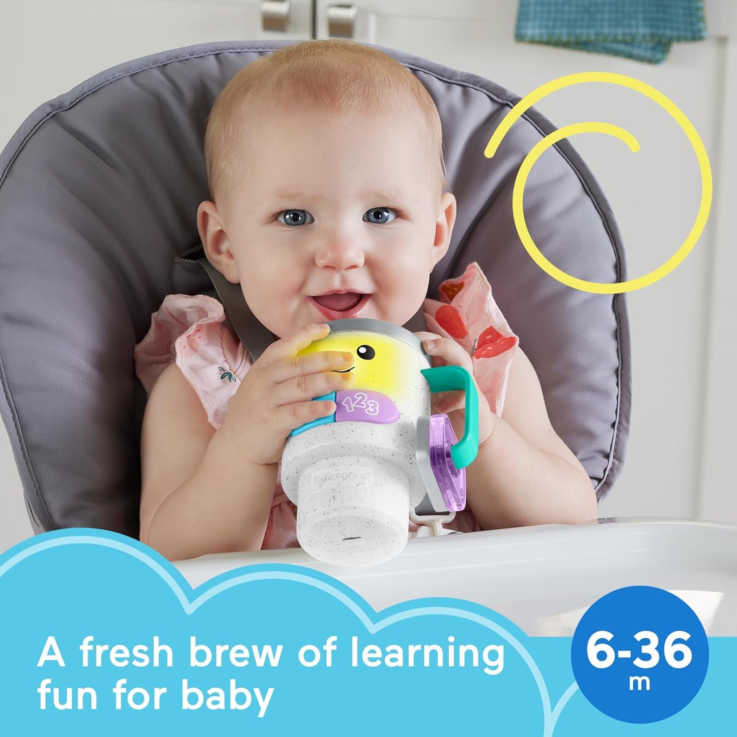 Baby & Toddler Toy Laugh & Learn Wake up & Learn Coffee Mug with Lights Music & Learning for Infants Ages 6+ Months