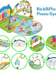 Baby Play Gym, Baby Play Mat Tummy Time Playmat Kick Piano Infant Babies Newborn Floor Mat for 0-12 Months