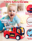 Baby Toys 12-18 Months Musical Fire Truck Toys for 1 Year Old Boys Girls Early Educational Learning Toy with Firefighting Tools/Music/Light Baby Toy Cars for 1 2 3 Year Old Boy Birthday Gifts