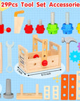 Kids Tool Set - 29 PCS Wooden Toddler Tool with Box, Montessori STEM Educational Pretend Play Construction Toy for 2 3 4 5 6 Year Old Boys Girls, Best Birthday Gift