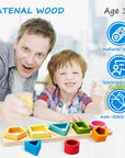 Montessori Toys for 1 2 3 Year Old Boys Girls-Wooden Sorting & Stacking Toys for Baby Toddlers,Educational Shape Color Sorter Preschool Kids Gifts