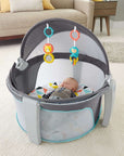 Portable Bassinet and Play Space On-The-Go Baby Dome with Developmental Toys and Canopy, Windmill