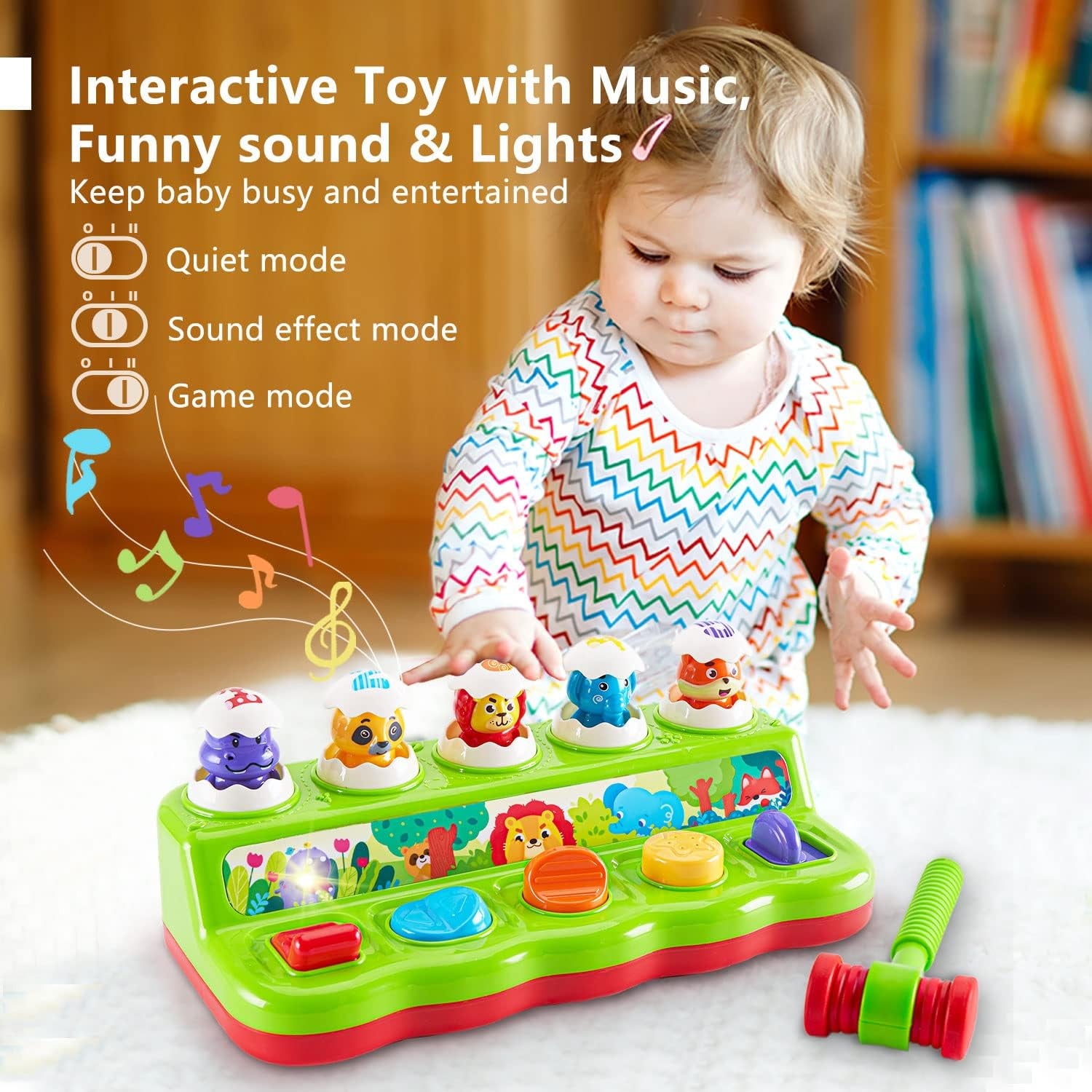 1 Year Old Toys for Boys Girls Birthday Gift, Baby & Toddler Toys, Cause and Effect Pop up Toy with Music and Light for Toddlers 1-3, Toddler Learning Educational Montessori Toys for 1+ Year Old