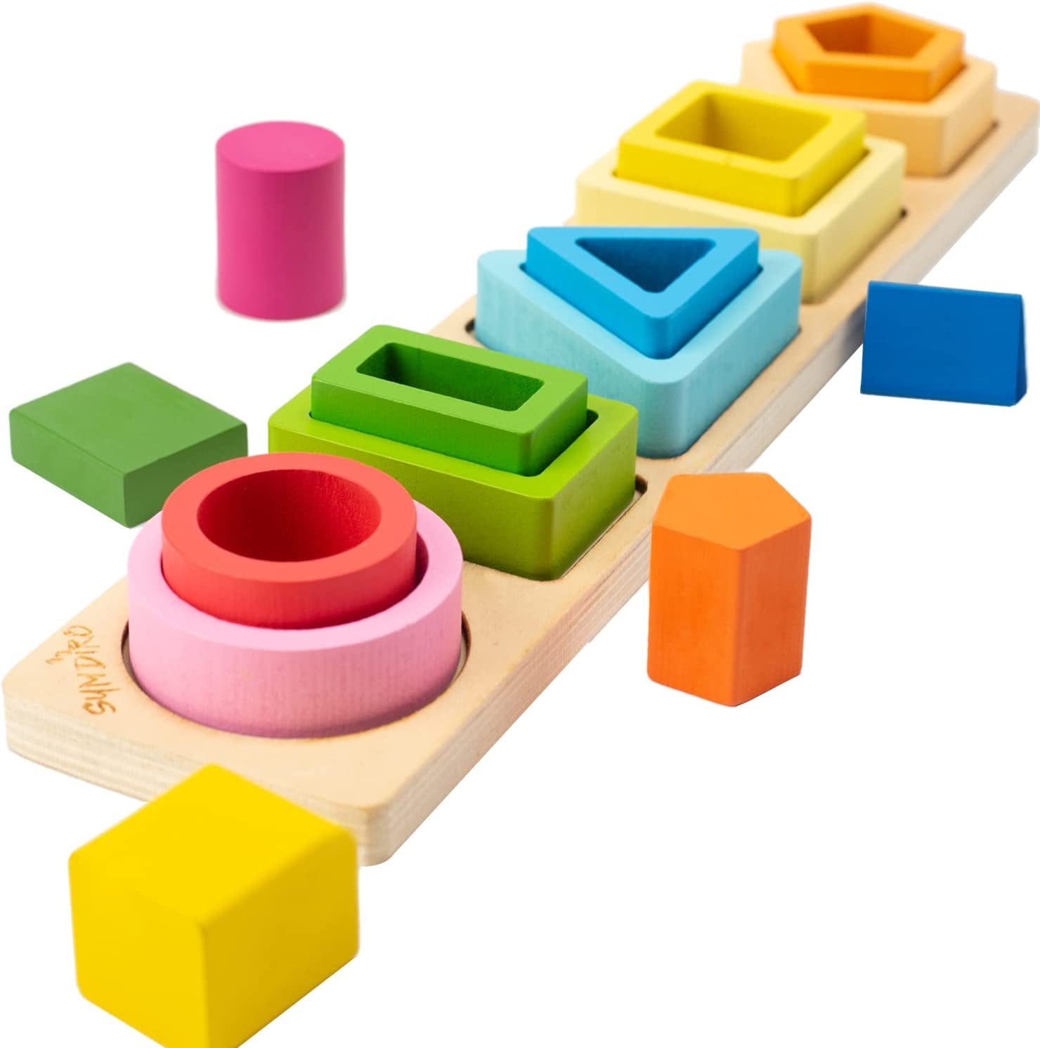 Montessori Toys for 1 2 3 Year Old Boys Girls-Wooden Sorting & Stacking Toys for Baby Toddlers,Educational Shape Color Sorter Preschool Kids Gifts