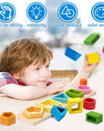 Montessori Toys for 1 2 3 Year Old Boys Girls-Wooden Sorting & Stacking Toys for Baby Toddlers,Educational Shape Color Sorter Preschool Kids Gifts