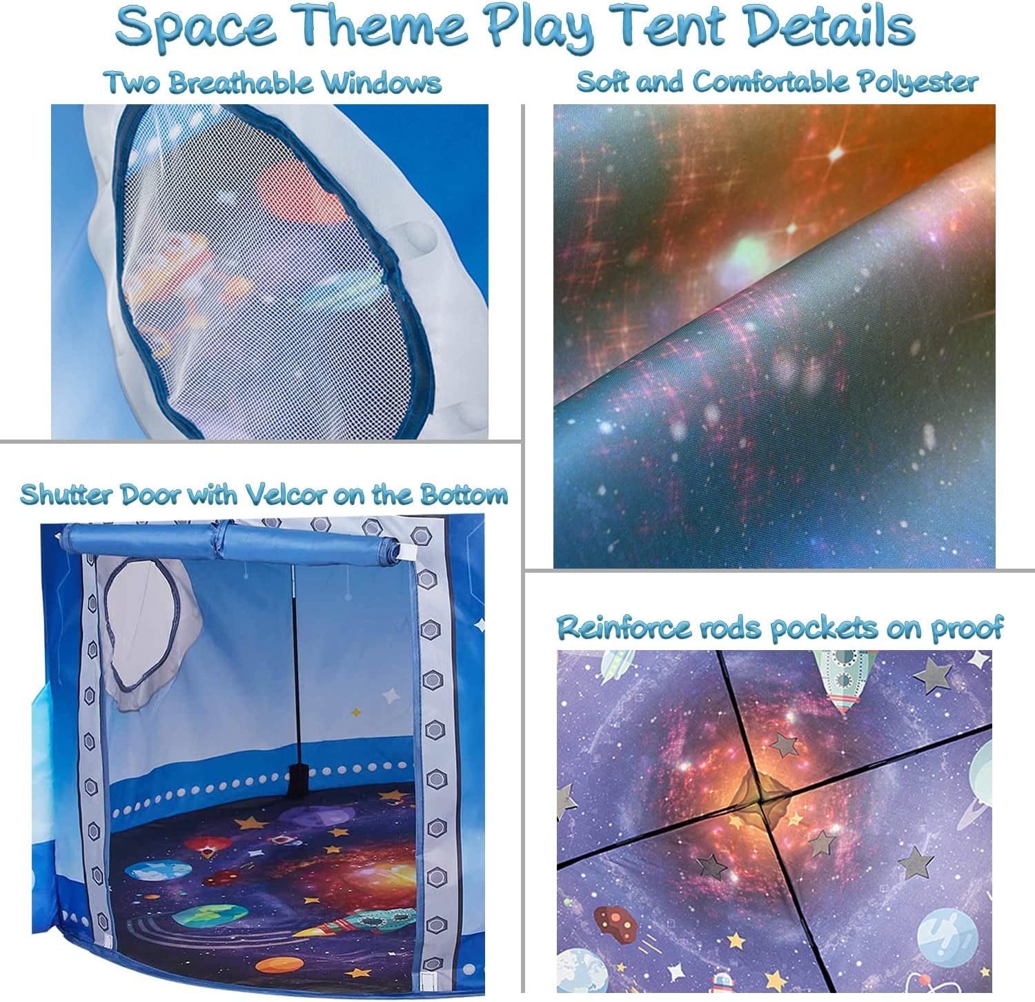 Rocket Ship Space Pop up Play Tent for Kids - Astronaut Pretend Playhouse Gift for 3-5 Year Old Girls and Boys