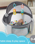 Portable Bassinet and Play Space On-The-Go Baby Dome with Developmental Toys and Canopy, Windmill