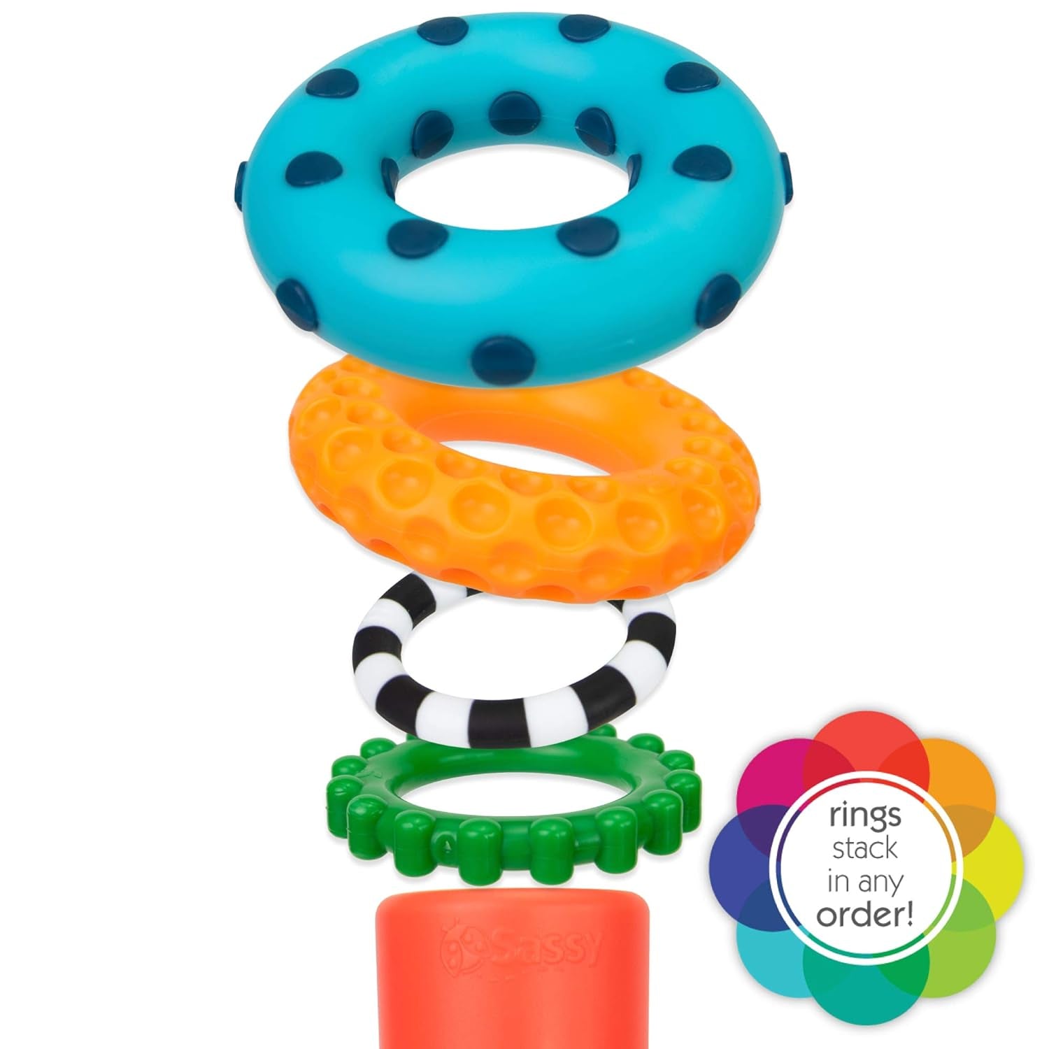 Stacks of Circles Stacking Ring STEM Learning Toy, Age 6+ Months, Multi, 9 Piece Set