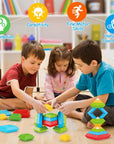 Toddler Stacking Building Blocks Educational Toys, Montessori Activities Learning Toys for 1 2 3+ Year Old, Sensory Toys Gifts for Toddler 1-3Y Boys & Girls, 30 Piece Set