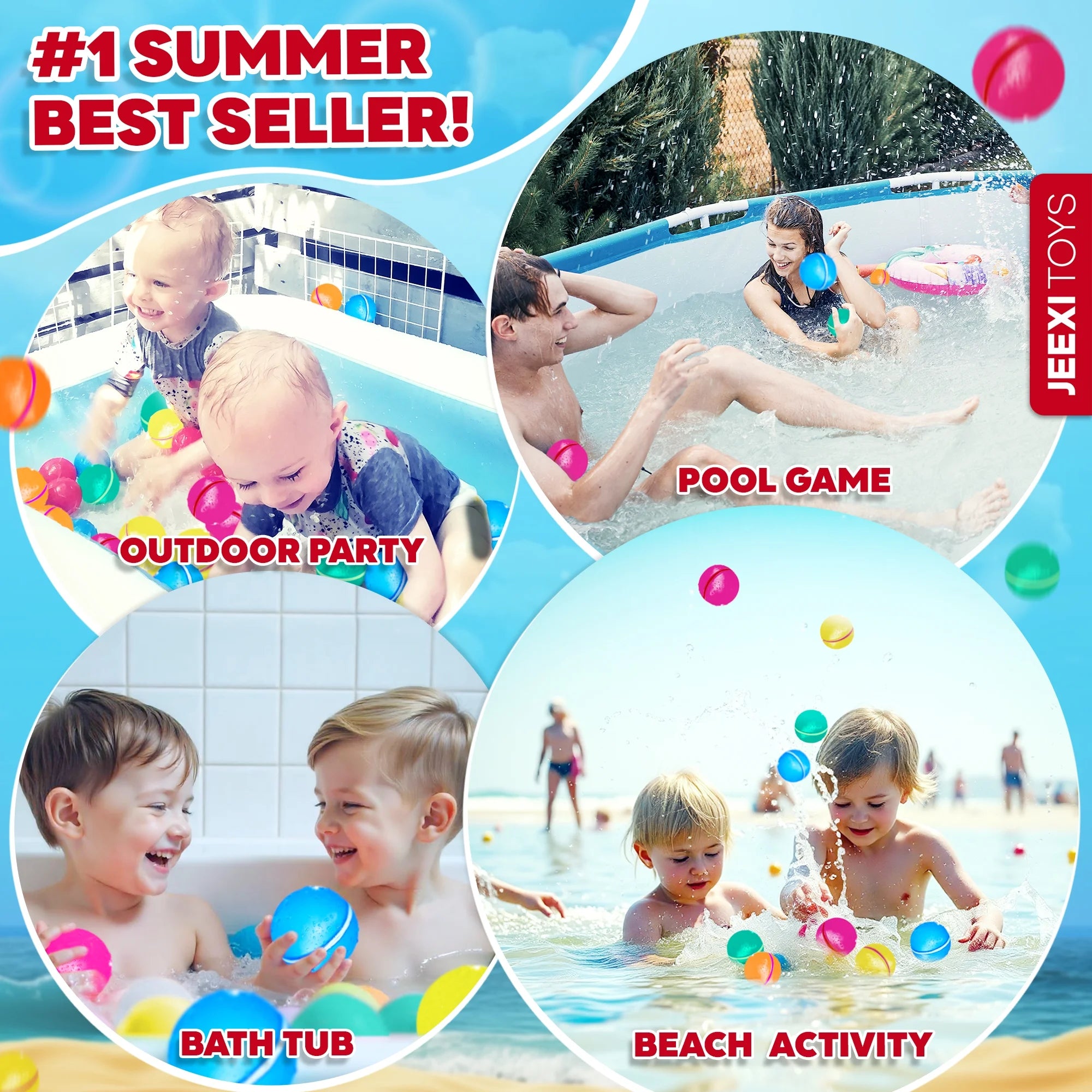 12Pcs Reusable Water Balloons for Kids, Quick Fill Water Balls for Pool Beach Backyard Games Water Toys for Boys Girls Outdoor Activities Summer Party Favors