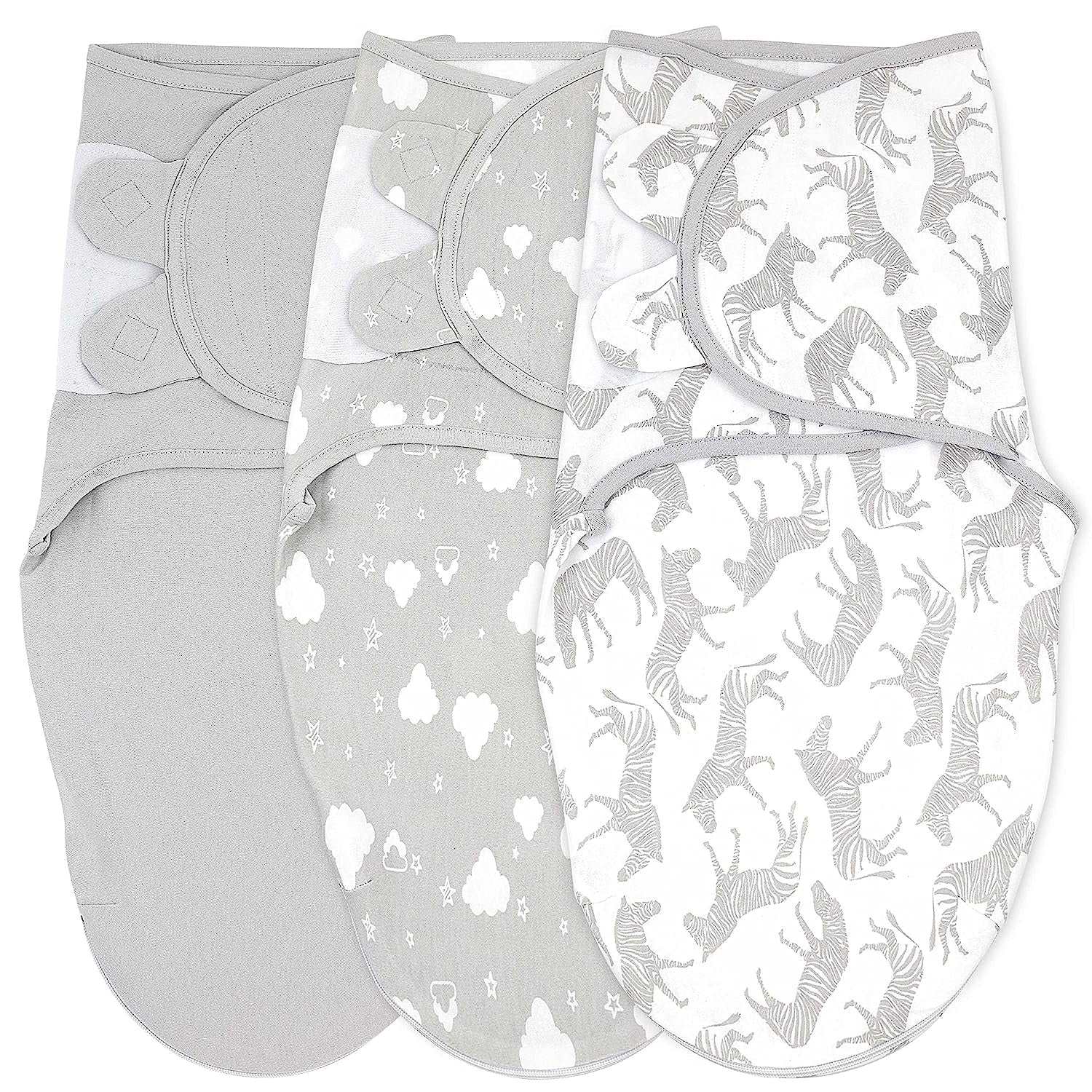 Baby Swaddle Wrap, Easy Change Baby Zipper Blanket Swaddles, 3-Pack Newborn Swaddle Sack, Baby Swaddles Sleep Sack 0-3 Months, Swaddles for Newborns, Nursery Swaddling Blankets, Grey Zebras