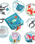 Fish Baby Books Toys, Touch and Feel Cloth Soft Crinkle Books for Babies,Toddlers Infant Kids Activity Early Education Toys, Shark Tails Teething Toys Teether Ring, Baby Book Octopus,Ocean Sea Animal