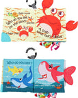 Fish Baby Books Toys, Touch and Feel Cloth Soft Crinkle Books for Babies,Toddlers Infant Kids Activity Early Education Toys, Shark Tails Teething Toys Teether Ring, Baby Book Octopus,Ocean Sea Animal