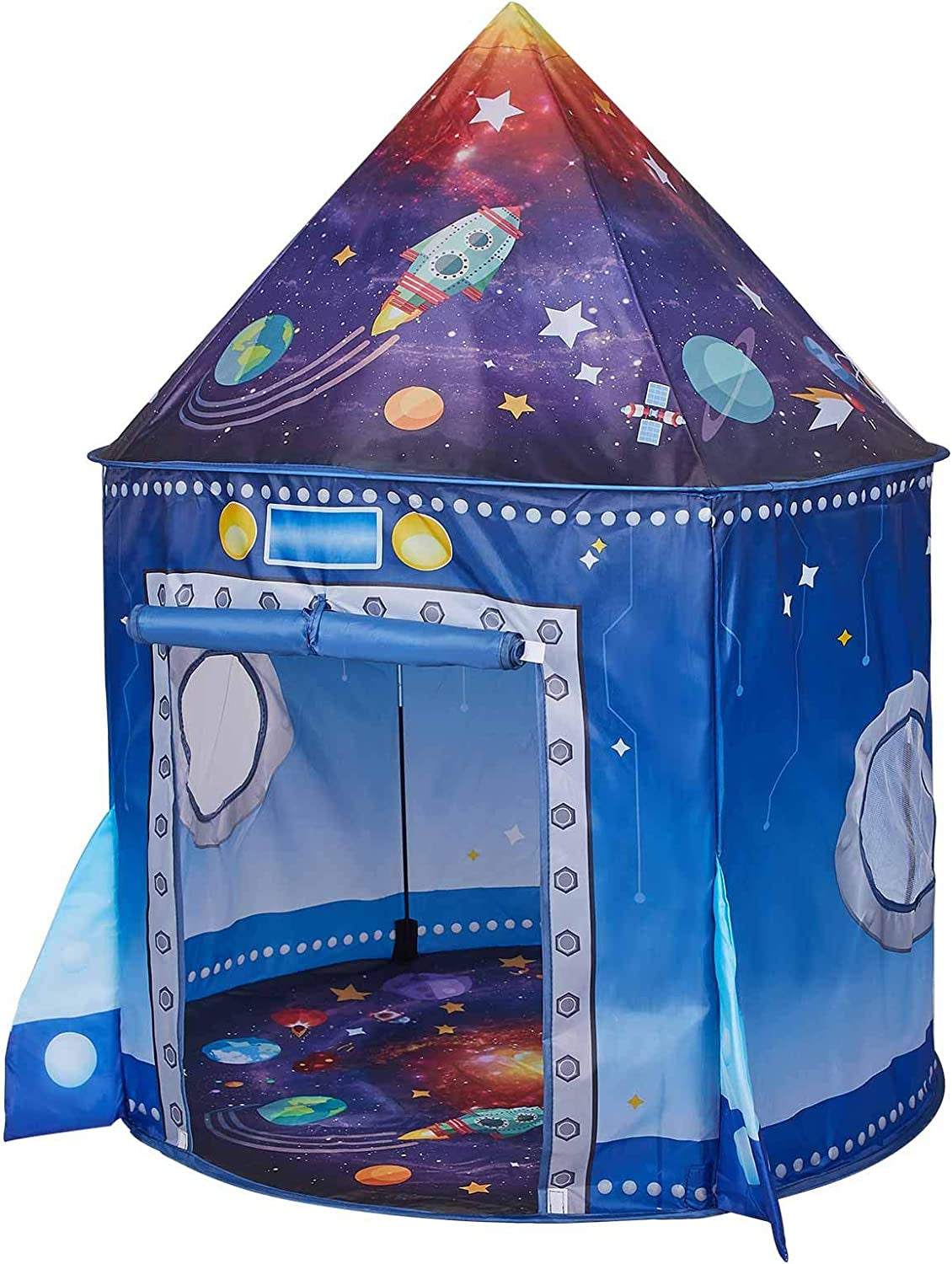 Rocket Ship Space Pop up Play Tent for Kids - Astronaut Pretend Playhouse Gift for 3-5 Year Old Girls and Boys