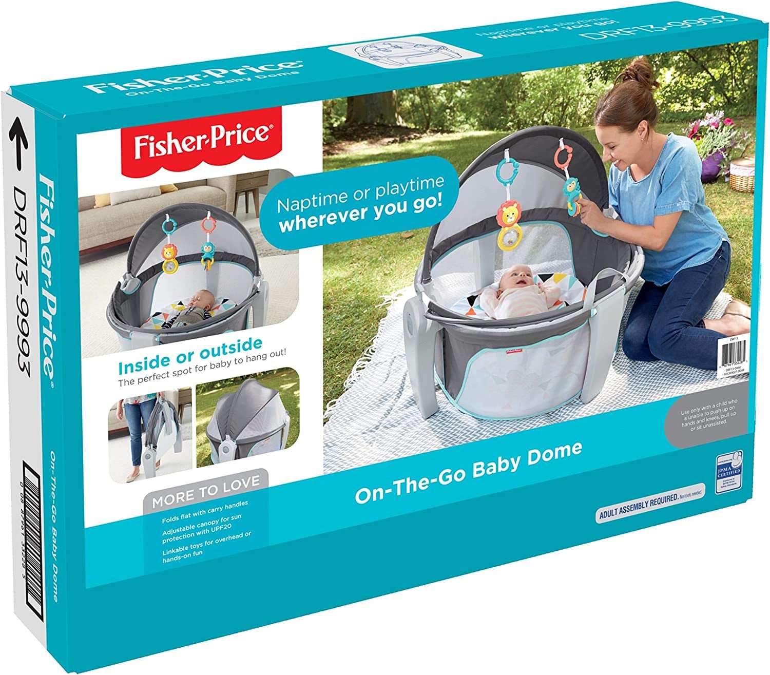 Portable Bassinet and Play Space On-The-Go Baby Dome with Developmental Toys and Canopy, Windmill