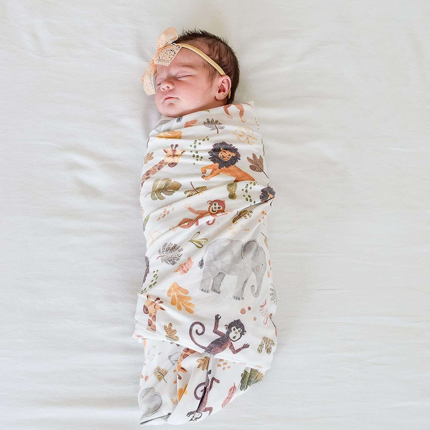 Extra Soft Knit Swaddling Receiving Blanket Wild Safari by