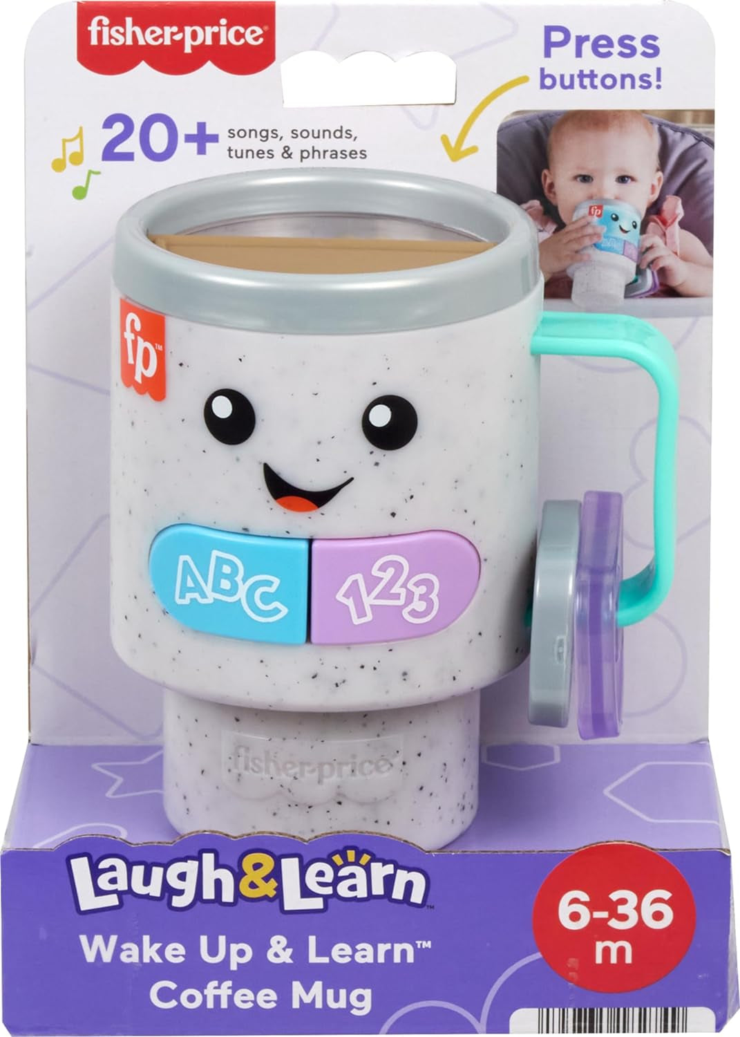 Baby &amp; Toddler Toy Laugh &amp; Learn Wake up &amp; Learn Coffee Mug with Lights Music &amp; Learning for Infants Ages 6+ Months