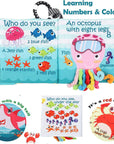 Fish Baby Books Toys, Touch and Feel Cloth Soft Crinkle Books for Babies,Toddlers Infant Kids Activity Early Education Toys, Shark Tails Teething Toys Teether Ring, Baby Book Octopus,Ocean Sea Animal