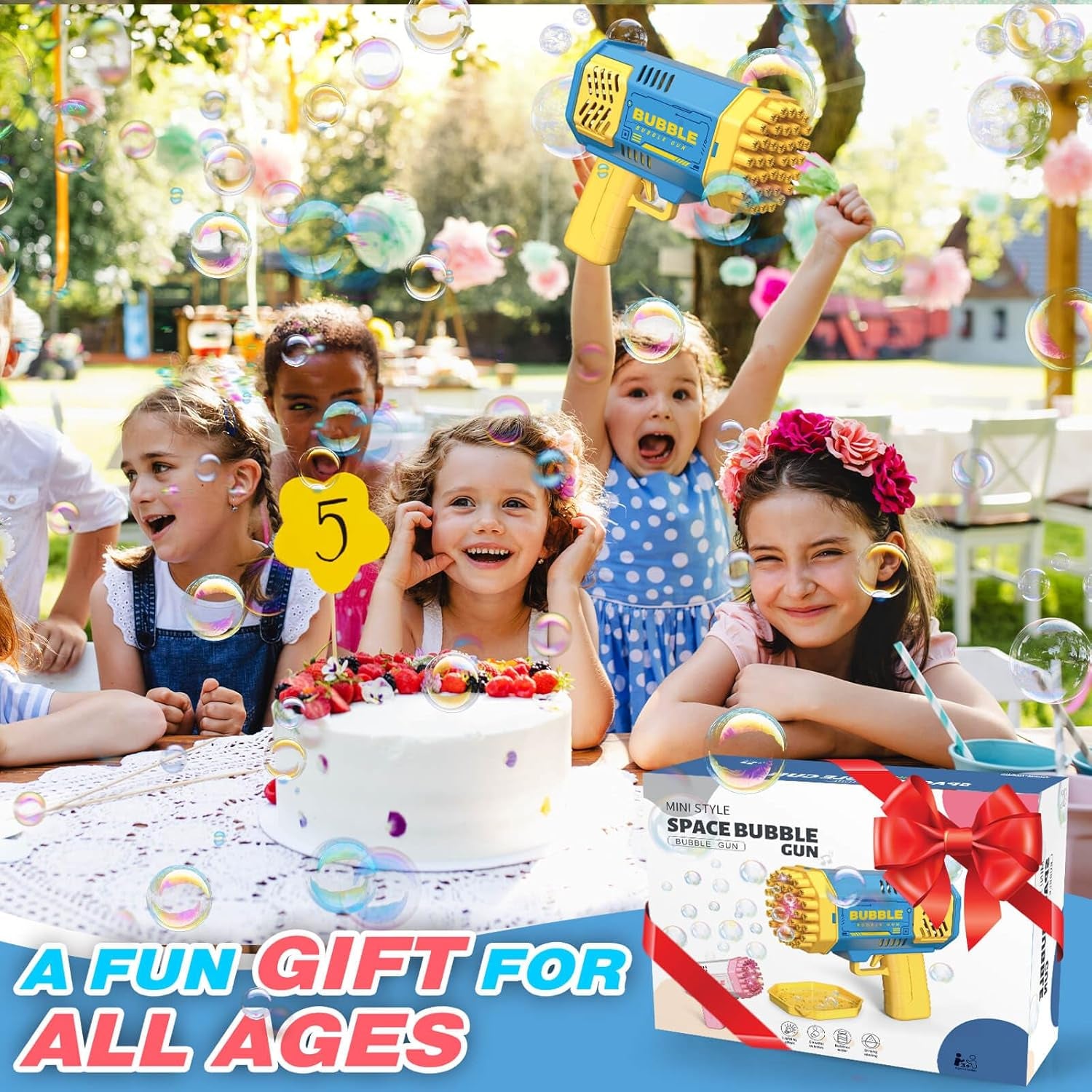 Toys for 3-8 Year Old Boys Girls: 2 Pack Bubble Machine for Kids with Bubble Solution, Gifts for 3 4 5 6 7 8 Years Old Boy Birthday Toy for Kid Toddlers Ages 4-6 Outdoor Wedding Bubbles Wands