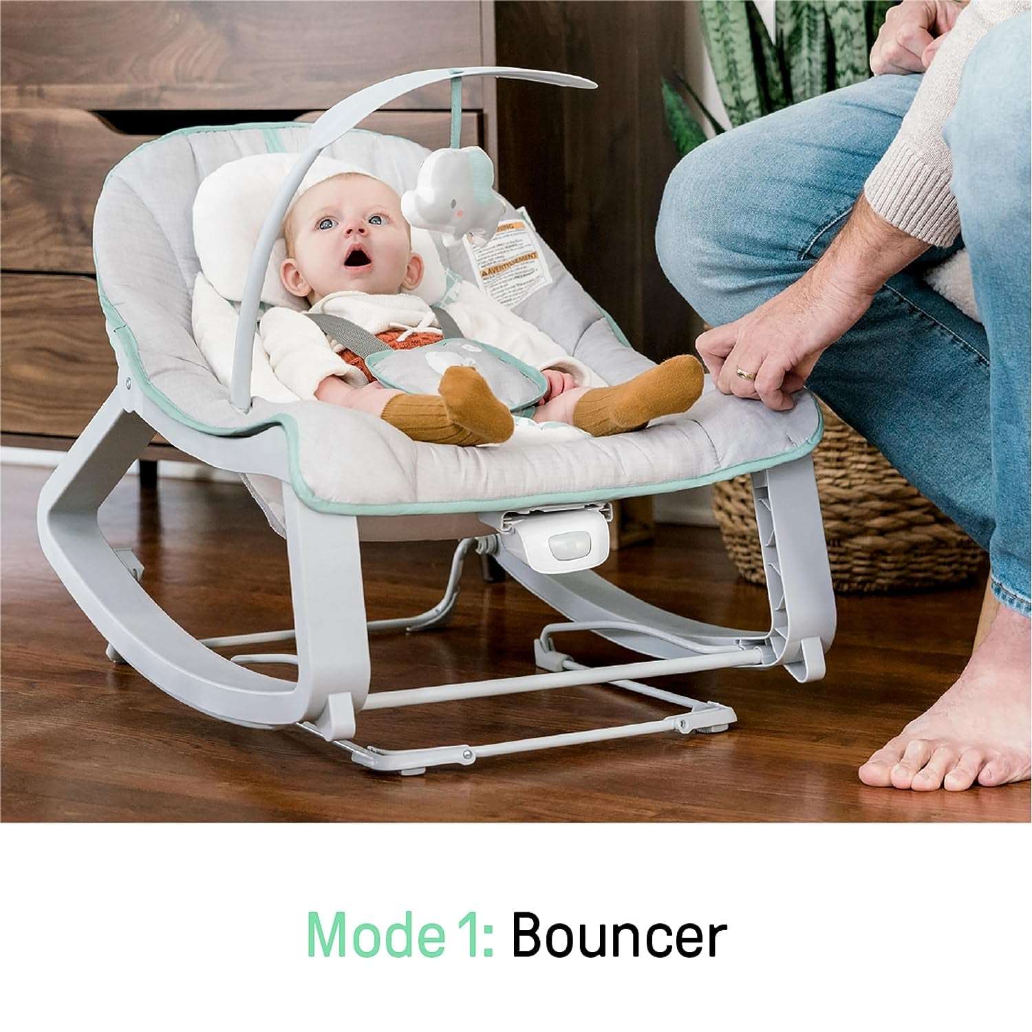 Keep Cozy 3-In-1 Grow with Me Vibrating Baby Bouncer, Seat & Infant to Toddler Rocker, Vibrations & -Toy Bar, 0-30 Months up to 40 Lbs (Weaver)