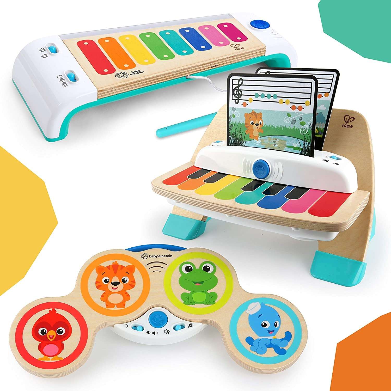 and Hape Magic Touch Piano Wooden Musical Toddler Toy, Age 6 Months and Up